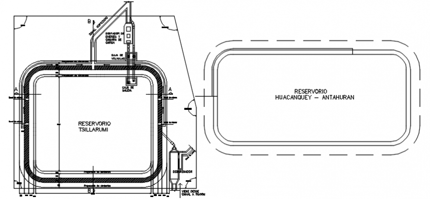 Canal system, section and plumbing structure cad drawing details dwg file