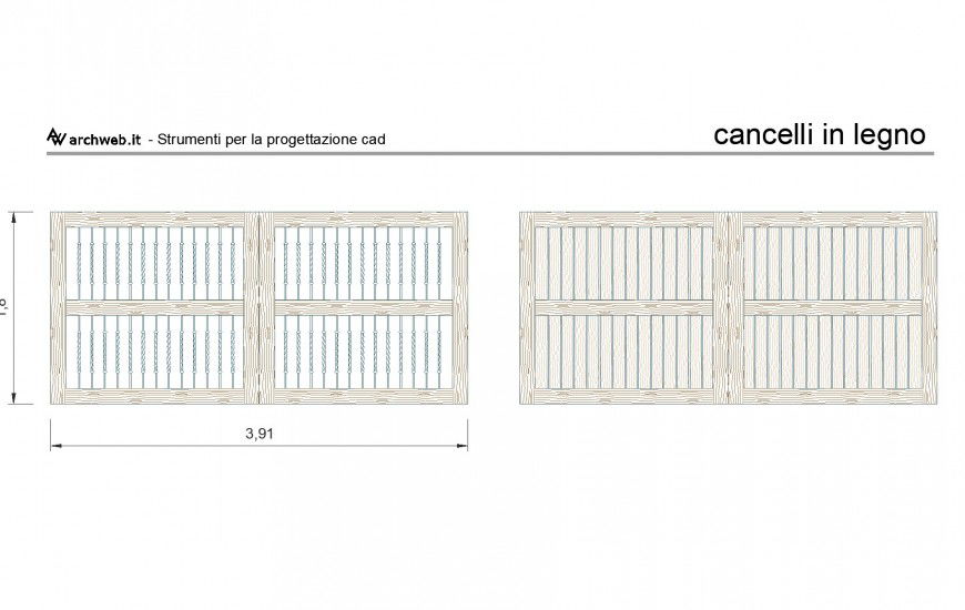 Cancello legno plan dwg file