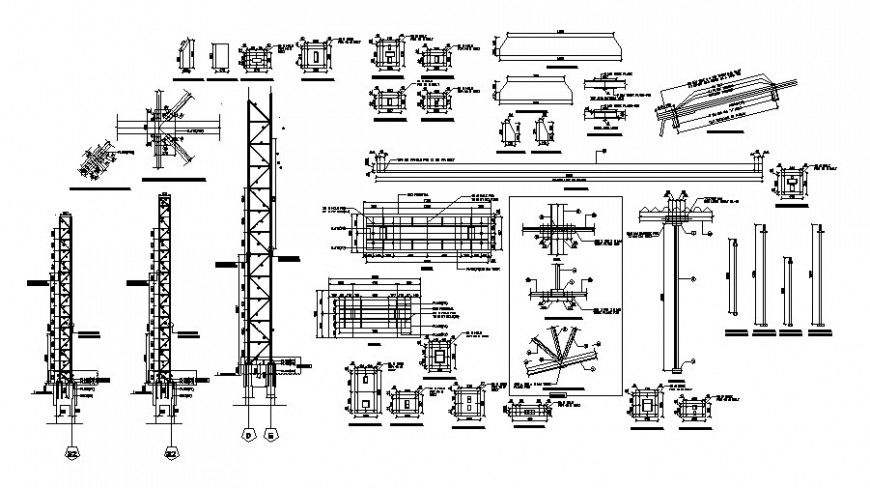Canopy detail steel structure 2d drawing in autocad