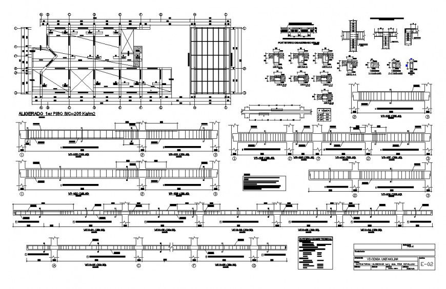 Cantilever column and beam structure detail 2d view layout file in autocad format