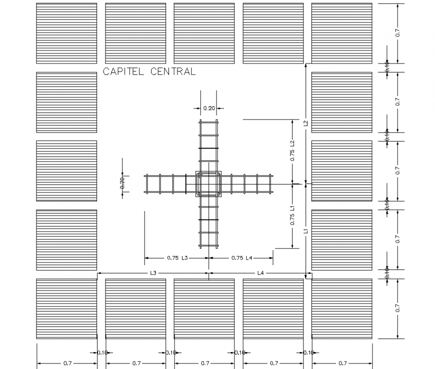 Capital central roof drawing in dwg AutoCAD file.