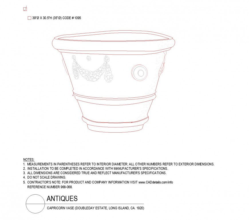 Capricorn vase Antiques plan dwg file