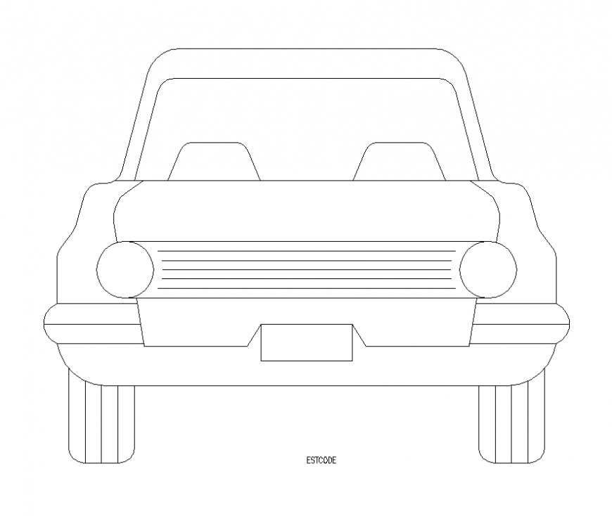 Car CAD blocks detail elevation 2d view layout dwg file