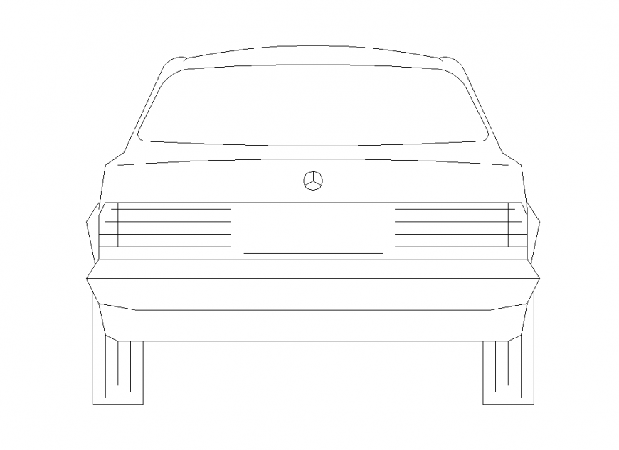 Car design back side view with vehicle view dwg file