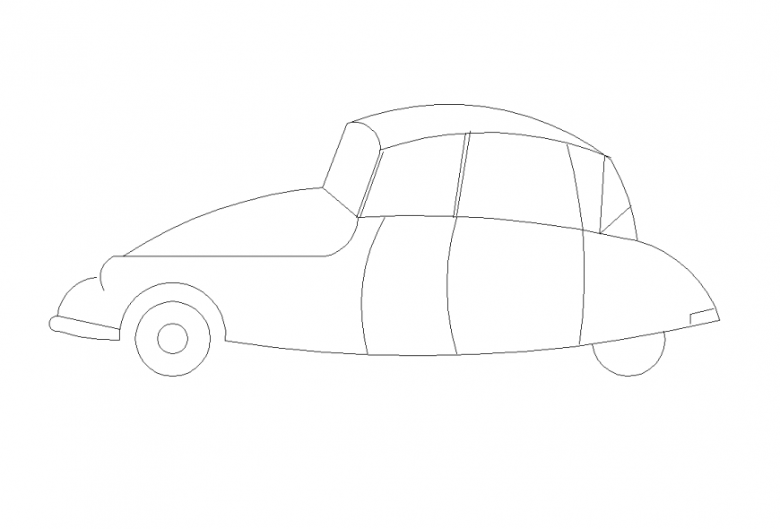 Car design simple view with isometric view dwg file