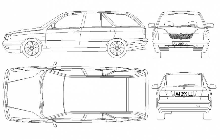 Car detail elevation and plan layout file