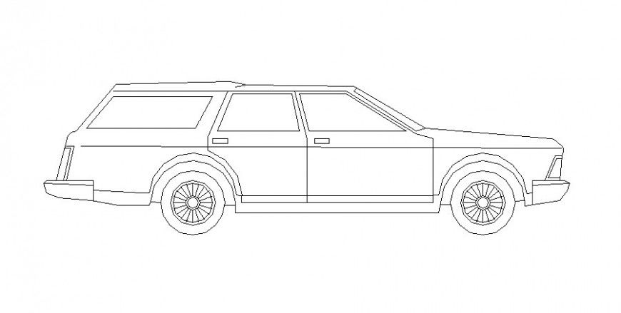 Car elevation line drawing detail in AutoCAD file.