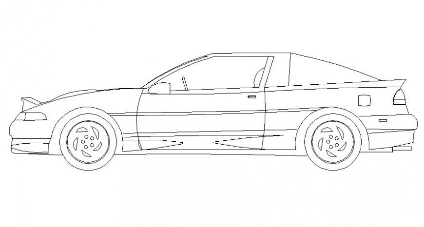 Car front elevation with its control system in AutoCAD file