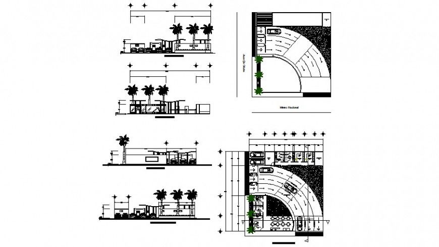 Car garage detail plan and elevation detail drawing in AutoCAD file.