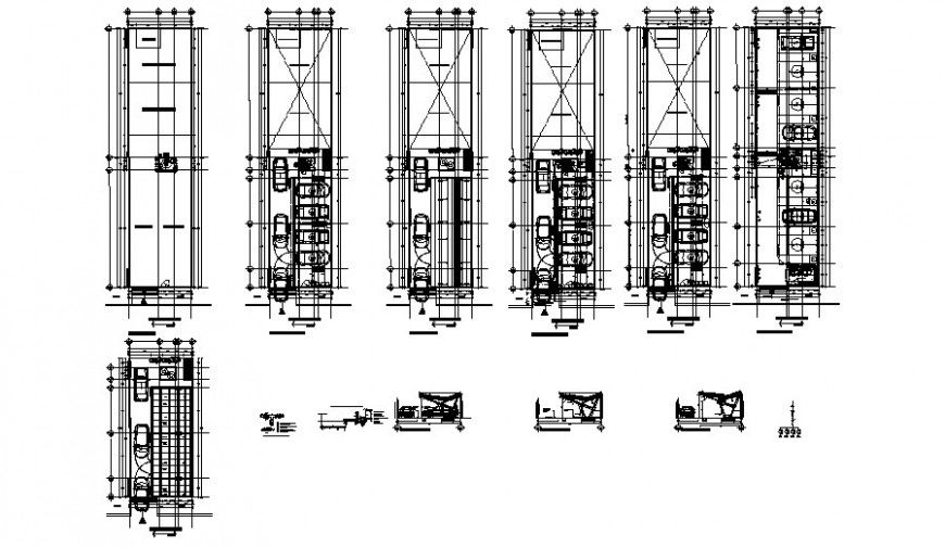 Car parking allotting details drawings plan in autocad