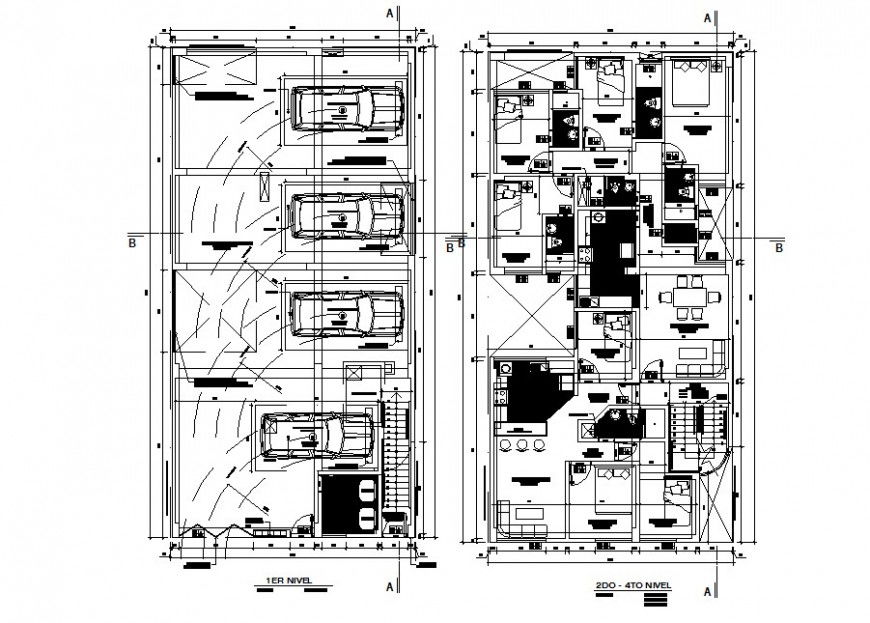 Car parking and architectural layout plan dwg file
