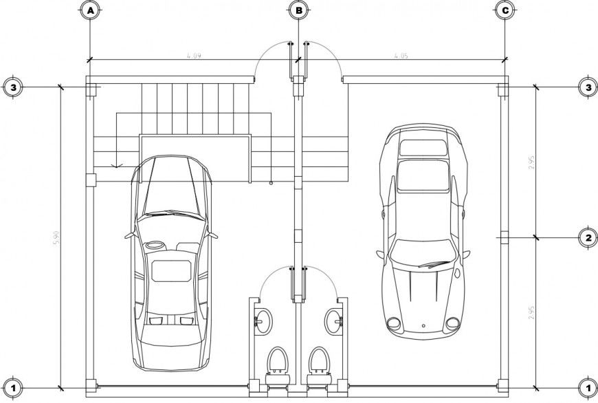 Car parking of a house top view plan
