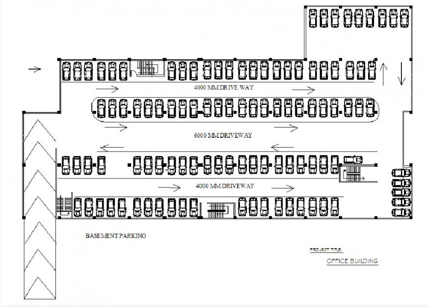 Car parking top view layout plan detail dwg file