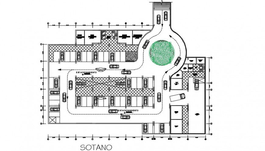 Car parking top view layout plan detailing  dwg file