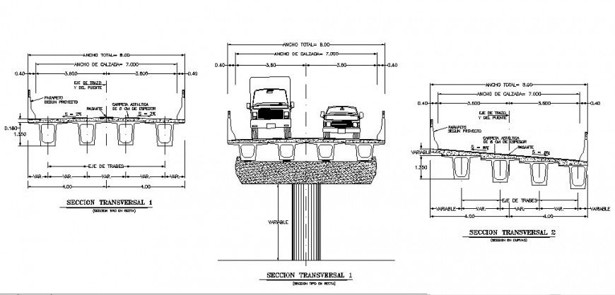 Car ramp section and constructive structure cad drawing details dwg file