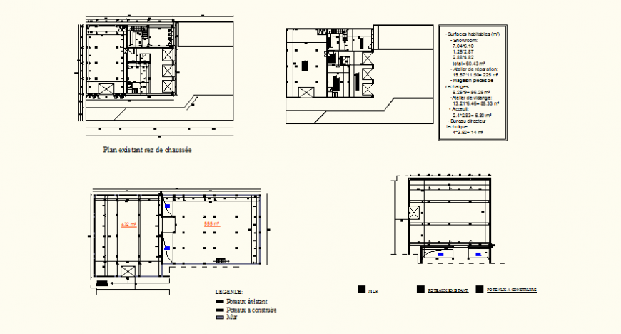 Car showroom detail elevation and plan layout file