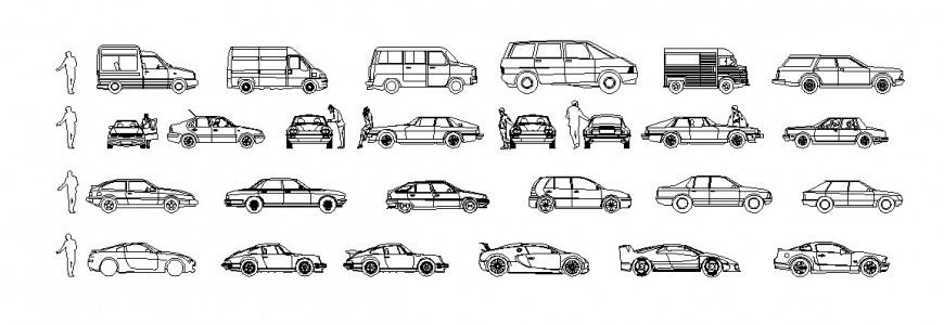 Car with Person and Different Vehicle Block AutoCAD File Download