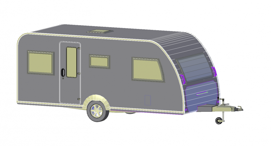 Caravan 3d model in dwg AutoCAD file.