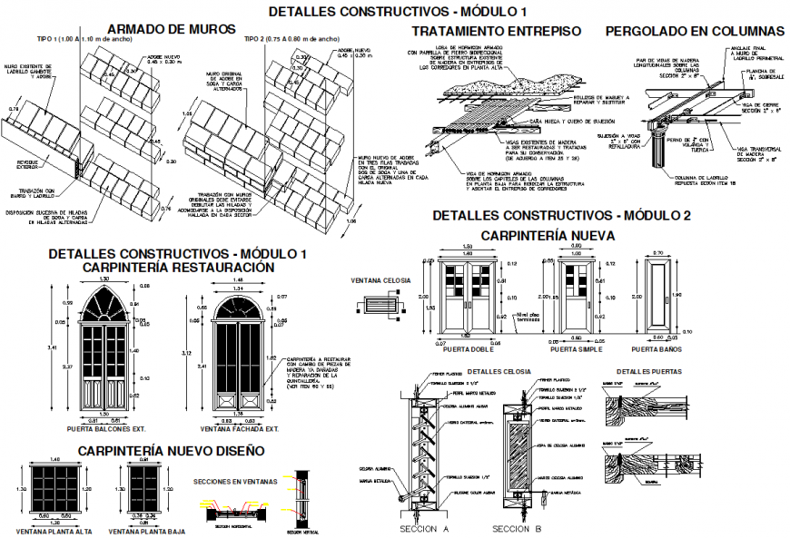 Carpentry restoration Constructive section autocad file