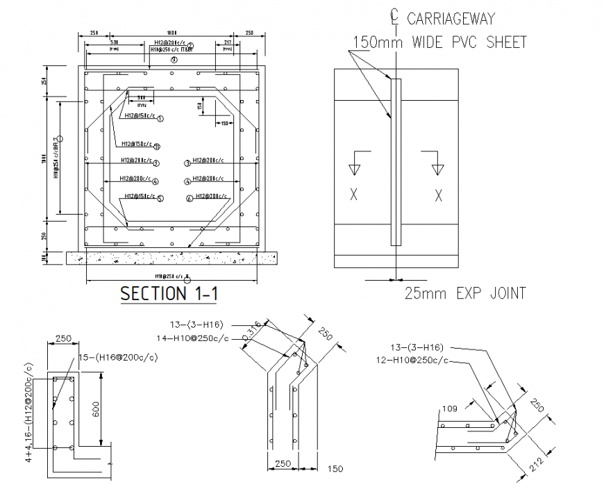 Carriageway wide PVC sheet plan and section dwg file