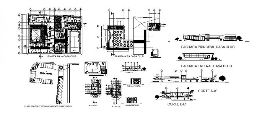 Casa club house detailed architecture drawing details dwg file