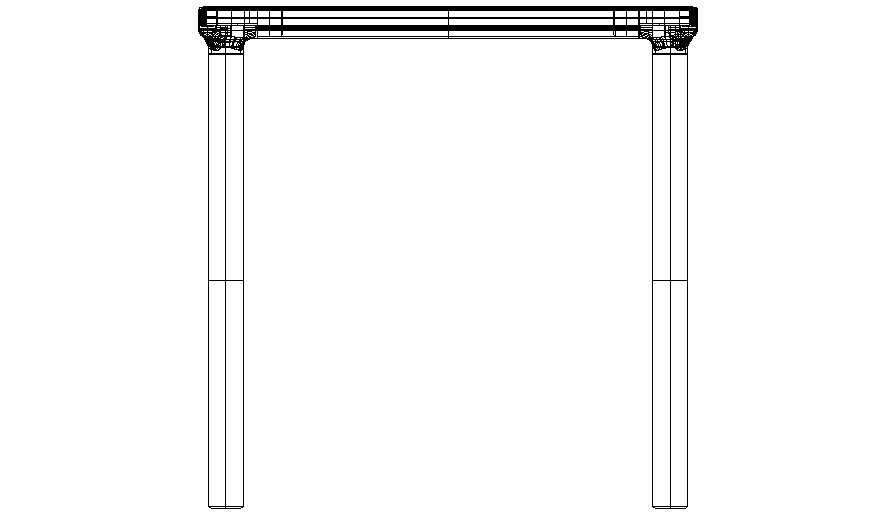 Case table elevation with furniture portion dwg file