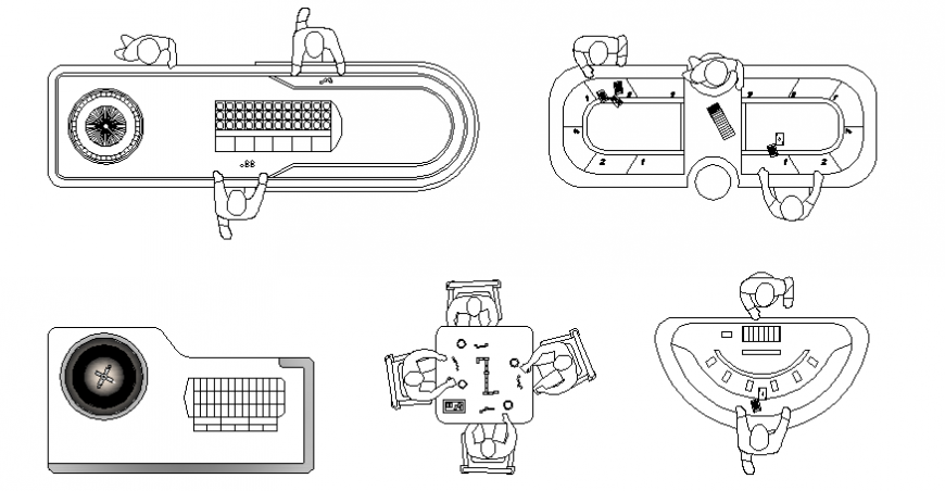 Casino a part of the game zone in a building plan dwg file