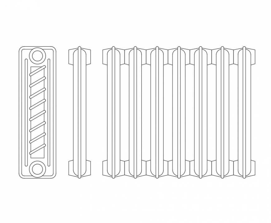 Cast iron radiator front view cad block design dwg file