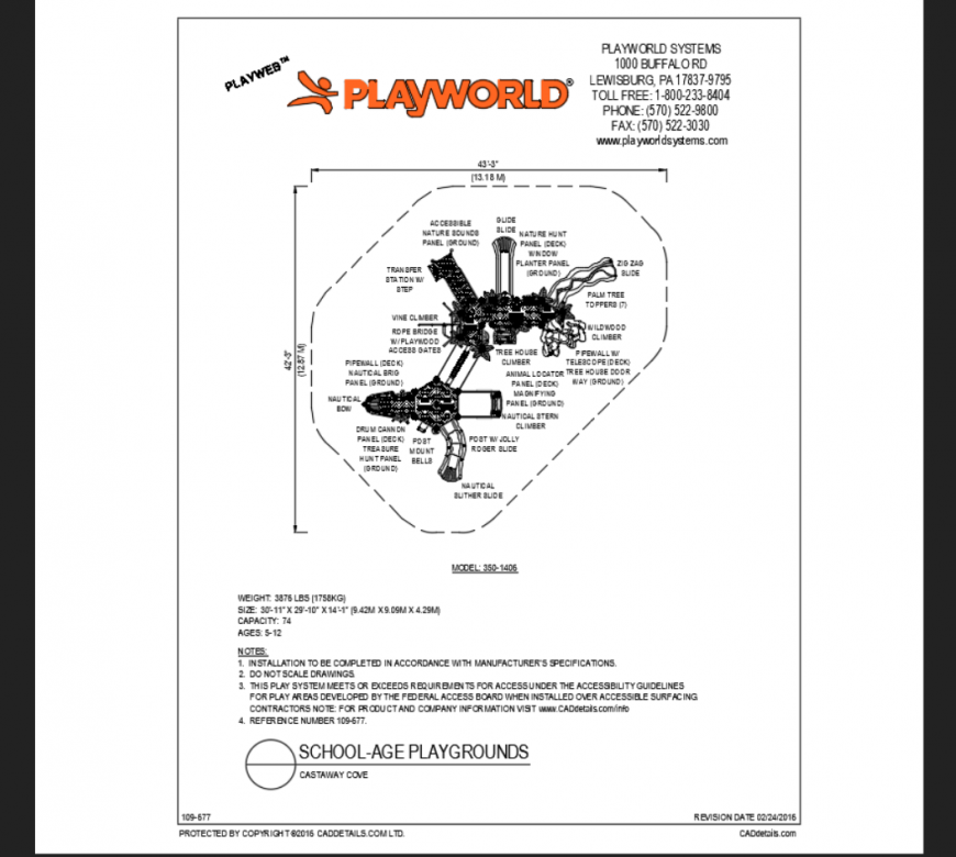 Castaway cove top view structure design details of themed park dwg file