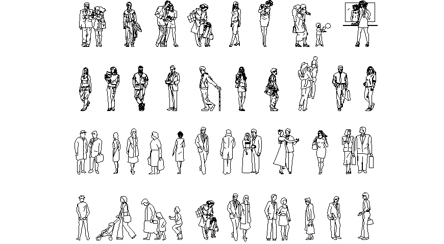 Casual people different block in Auto cad dwg file