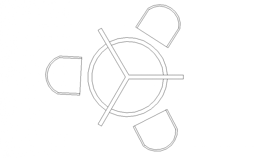 Casual round tables and chair elevation autocad file