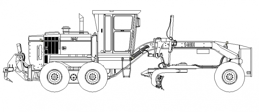 Caterpillar loading vehicle elevation block dwg file