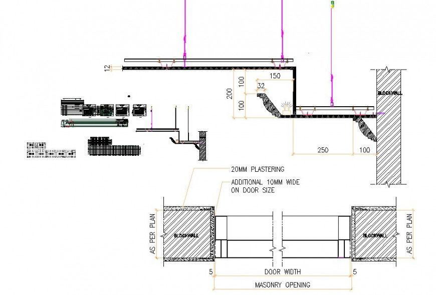 Cavity wall and door detail 2d view CAD structural block autocad file