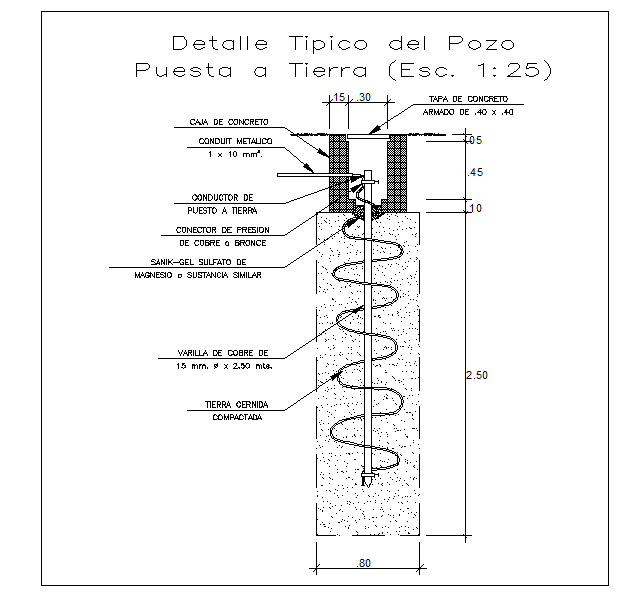 Well Detail CAD Drawing DWG for Water Well Construction
