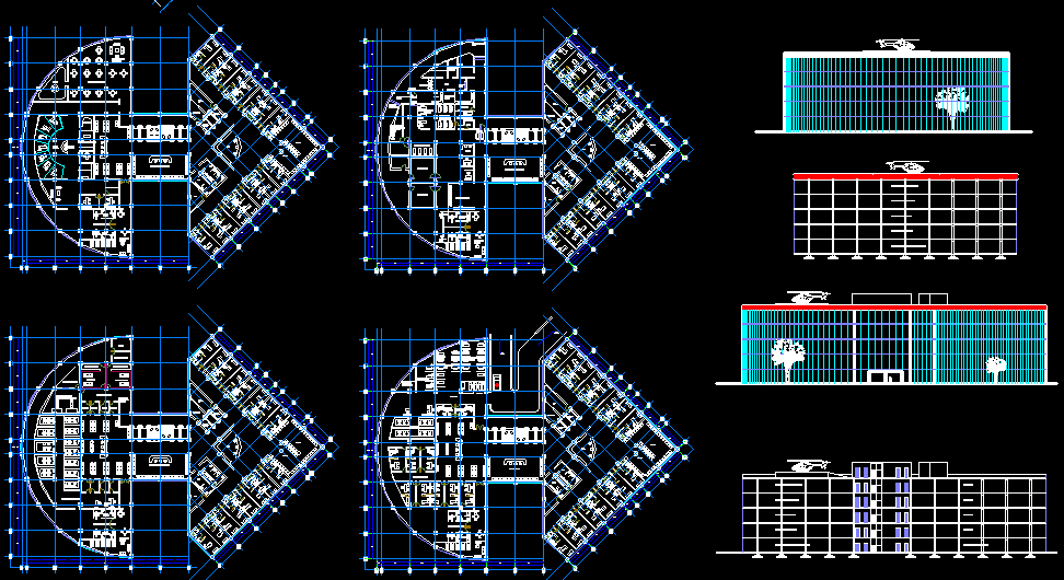 Modern Hospital Design CAD Drawing with Floor and Elevation Plan