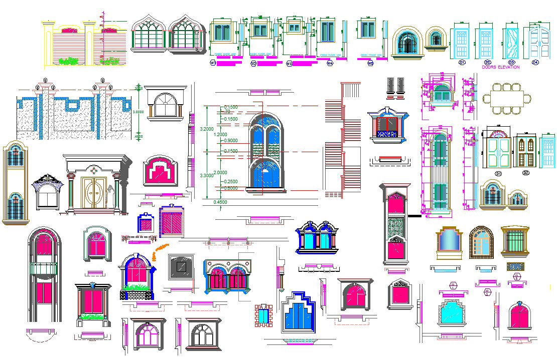 Door and window sections plan and design