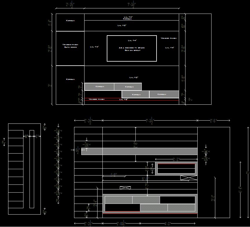 TV Cabinet AutoCAD DWG Drawing File for Modern Interior Furniture