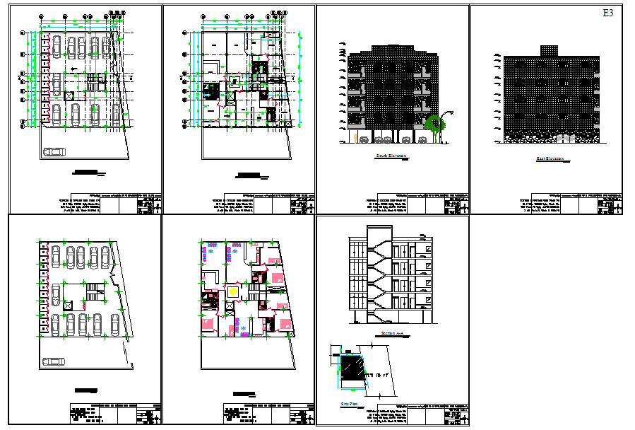 Apartment house design layout in DWG for residential planning