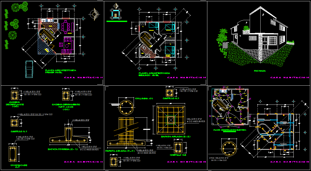 House Design CAD is Drawing with a Floor Plans and Elevations