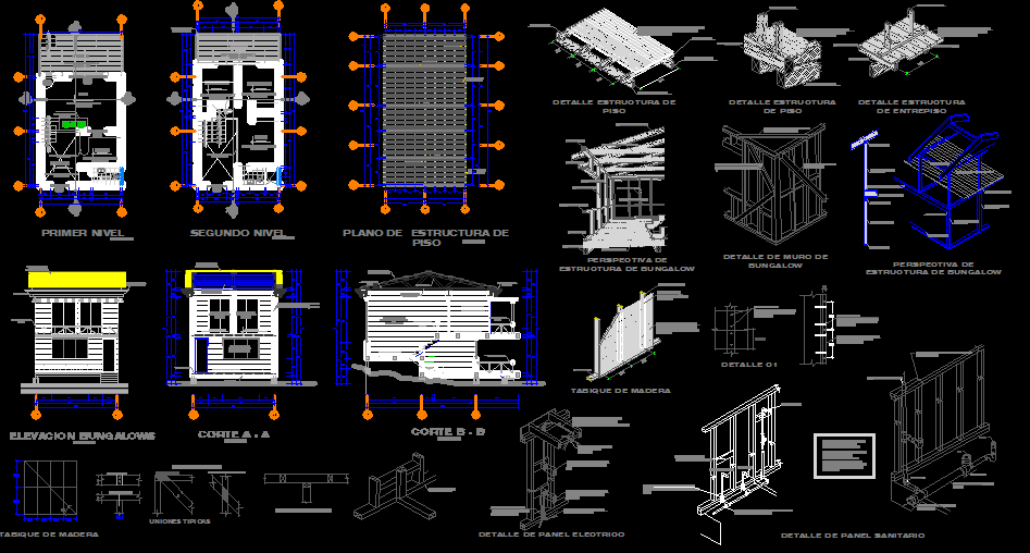House Structural Design AutoCAD DWG with Floor Plans and Sections