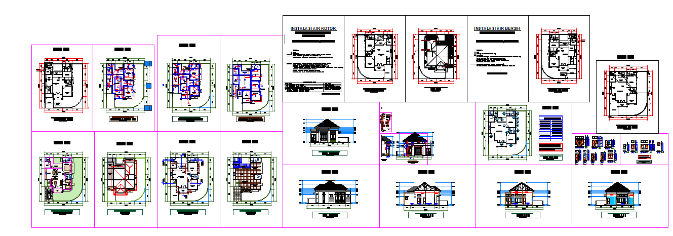 Complete 2D House Plan Set with Elevations and Installation Details