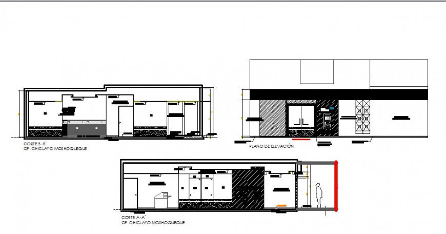 cctv alarm shop elevation and section cad drawing details dwg file