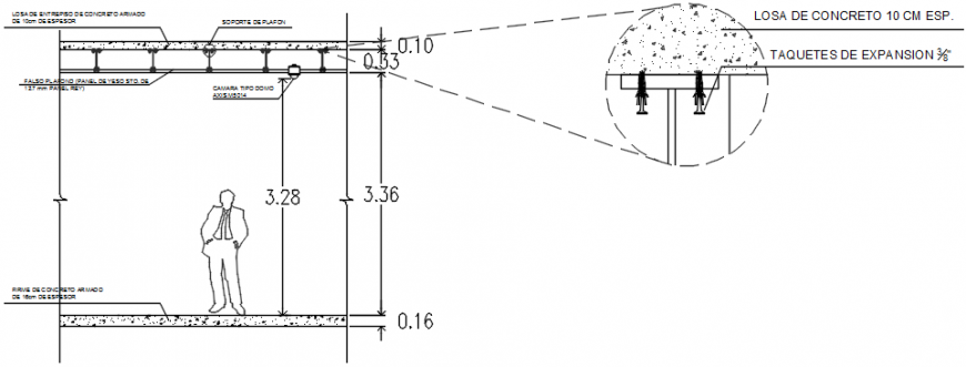 CCTV camera installation of room with section dwg file