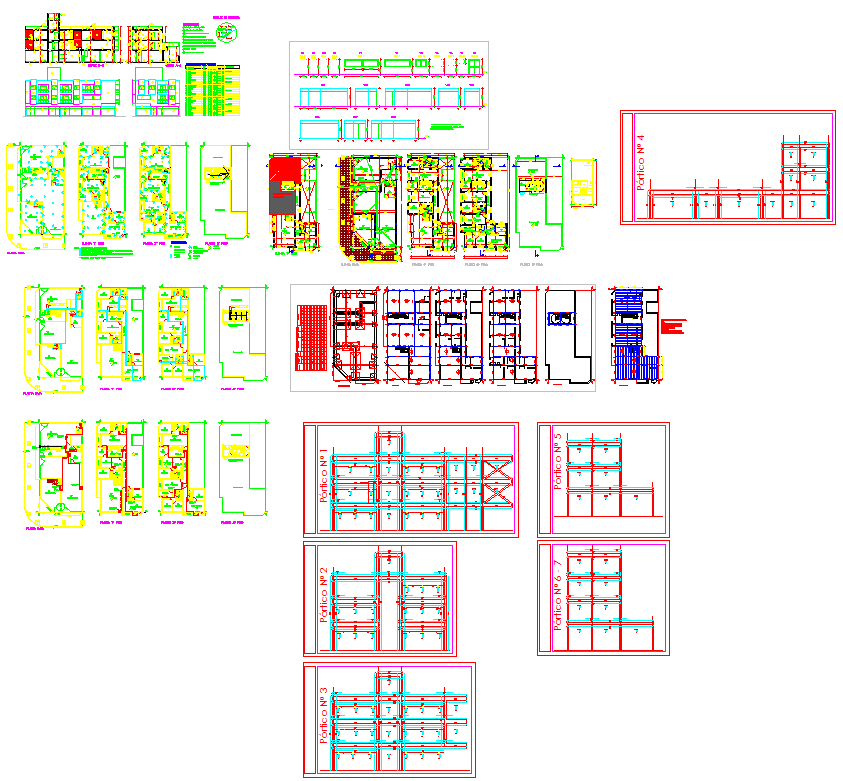 Modern Corner Building AutoCAD Plans with Multi Floor Layout Designs