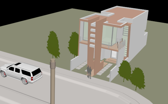 3D Modern House Design AutoCAD DWG Drawing with Rendered View