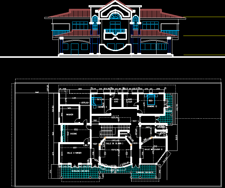 Villas Design AutoCAD File with Complete Architectural Layout Plan