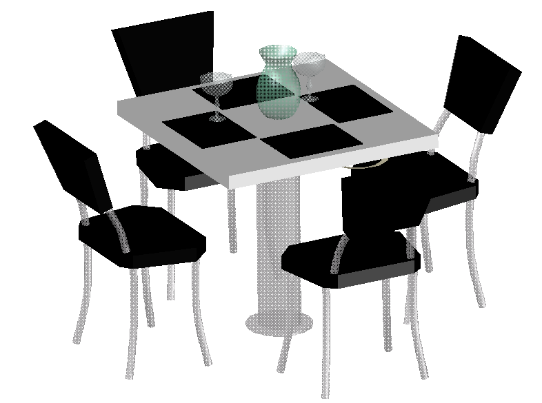 Modern 3D Dining Table DWG Layout for Interior CAD Visualization