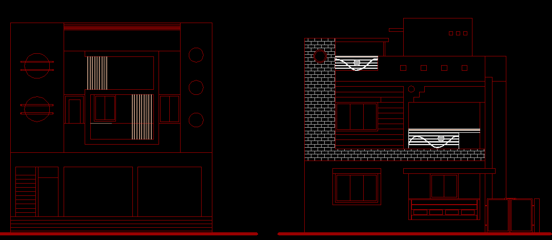 House Design CAD Drawing with 2D Elevation and Structural Detailing