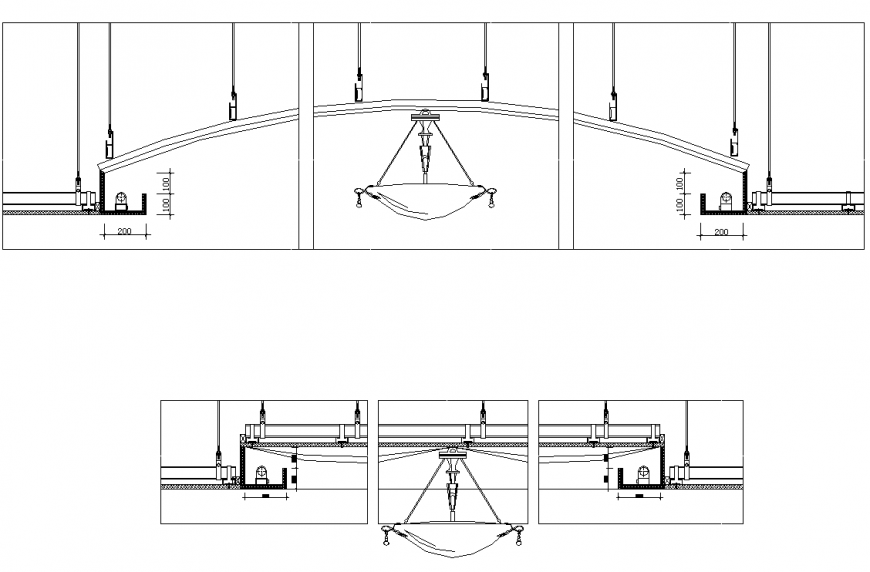 Ceiling arc framing section detail dwg file