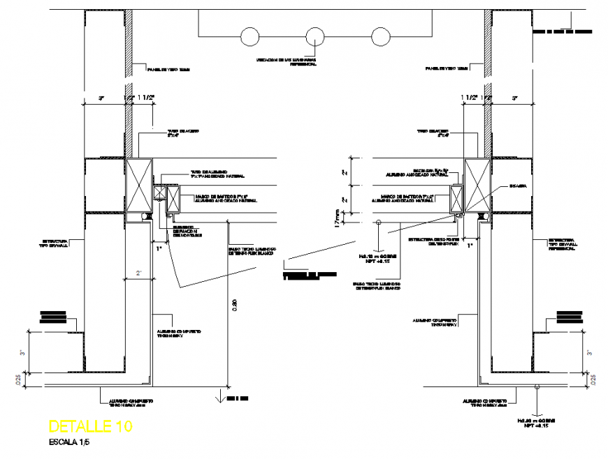 Ceiling detail with tens of lex section plan detail dwg file